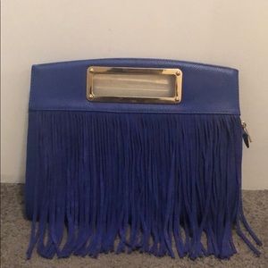 Blue Fringe Clutch